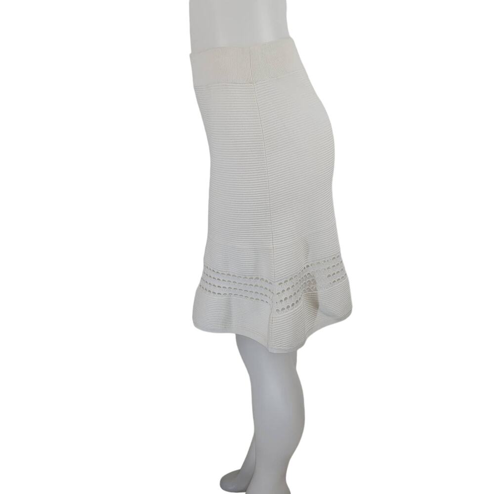 A.L.C  White Ribbed Checked Ruffle Hem Women's Skirt Size 10 - Picture 4 of 6